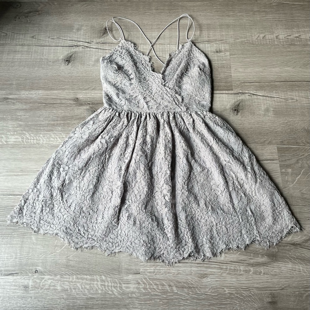 Tobi Silver Gray Lace Dress